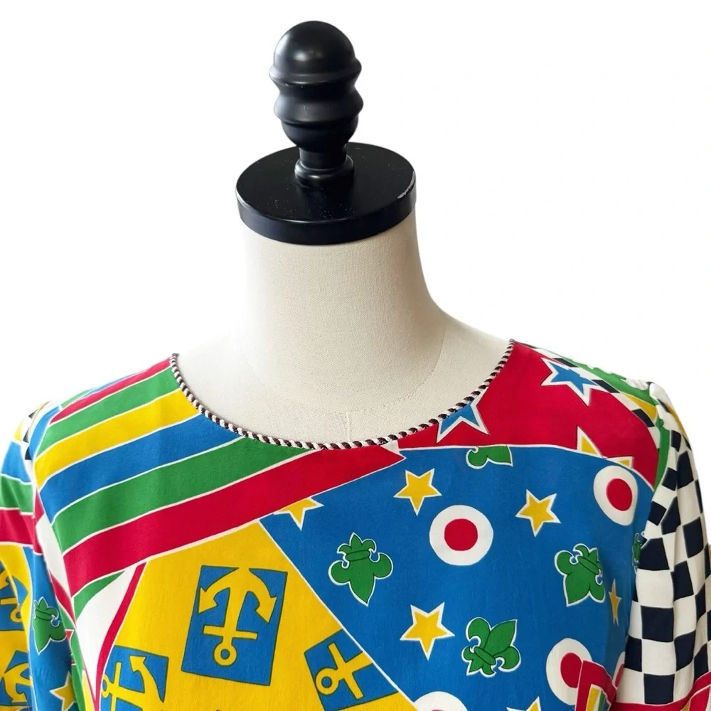 Nipon Boutique Vintage 1980’s Silk Nautical Dress - Picture 2 of 10